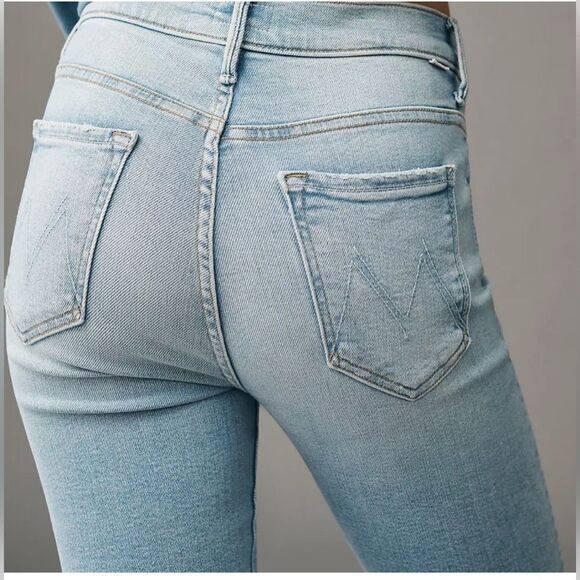 Mother The Insider Crop Step Fray Limited Edition Light Blue Denim Jeans 26 - Picture 5 of 16